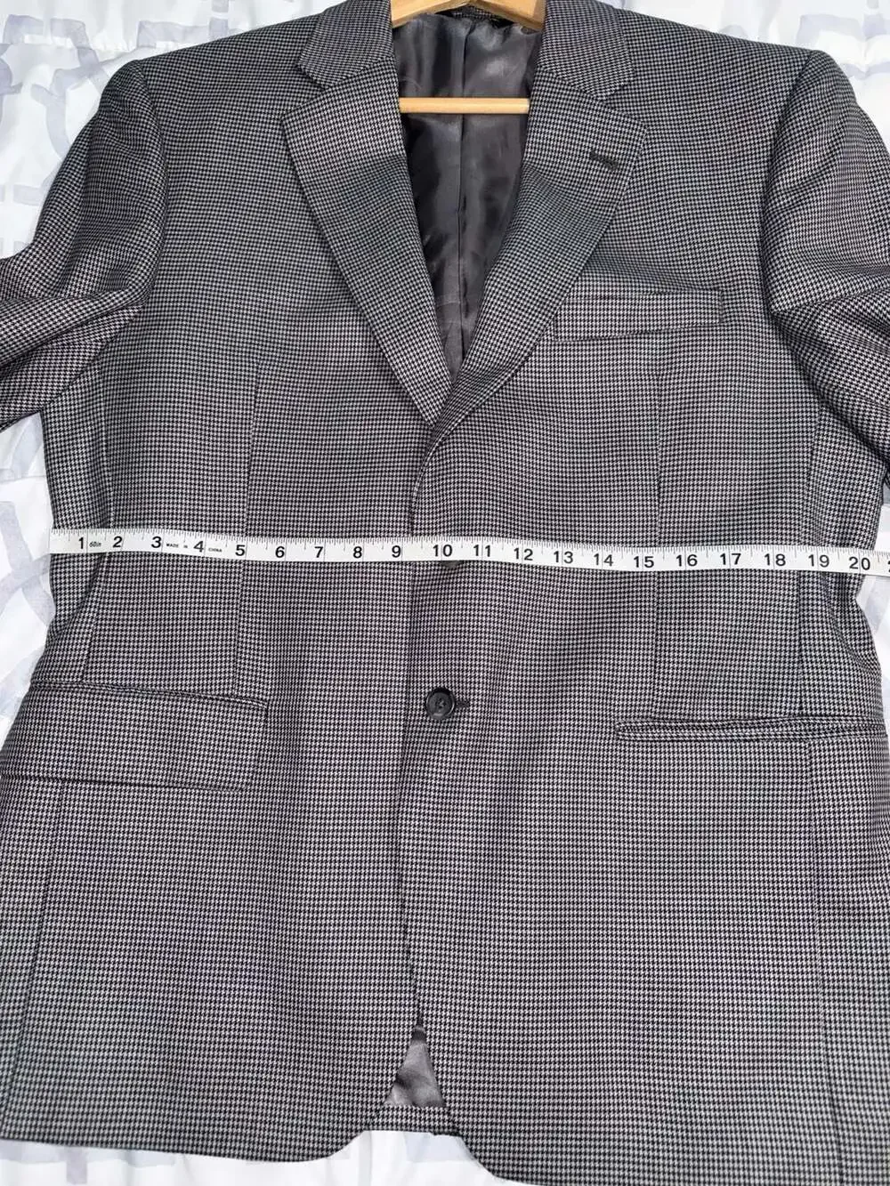 Jos. A. Bank Mens Grey Black Houndstooth Pattern Wool Blazer Sport Coat Jacket